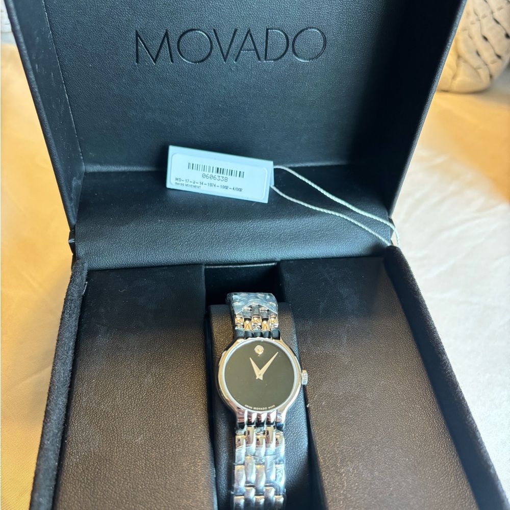 Movado Silver and Black Women's Watch
